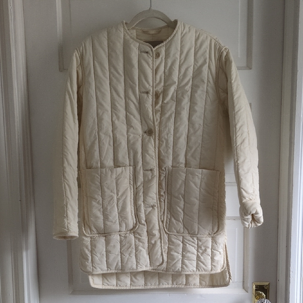 Everlane Cream Quilted Puffer Jacket